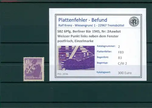 SBZ 1945 Nr 2Aawbzt F83 postfrisch (204751)
