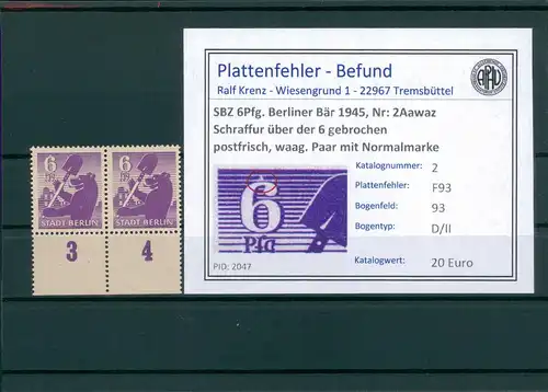 SBZ 1945 Nr 2Aawaz F93 postfrisch (204757)