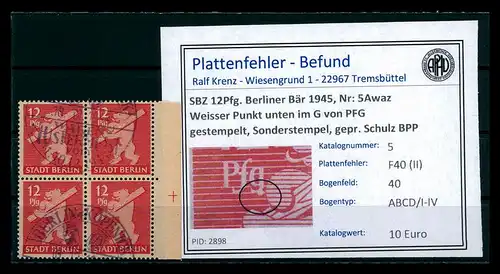 SBZ 1945 Nr 5AAwaz F40 (III) gestempelt (205251)
