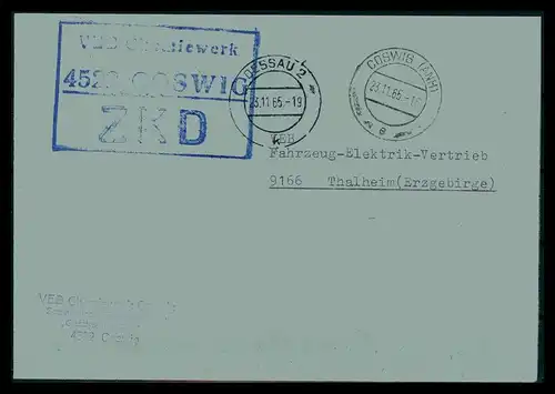 DDR ZKD Dienstbrief 1965 siehe Beschreibung (205941)