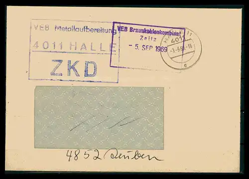 DDR ZKD Dienstbrief 1969 siehe Beschreibung (205976)