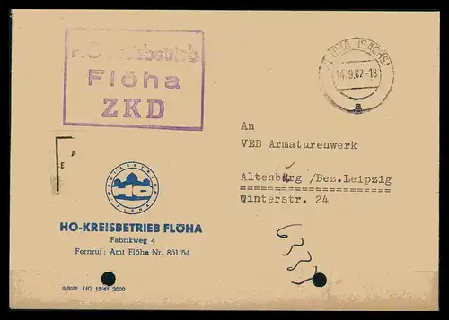 DDR ZKD Dienstbrief 1962 siehe Beschreibung (206012)