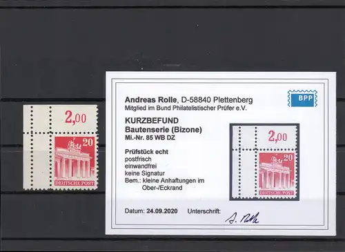 BIZONE 1948 Nr 85WB DZ postfrisch (209940)