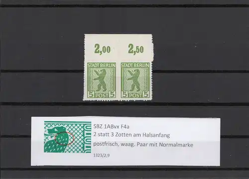 SBZ 1945 PLATTENFEHLER Nr 1ABvx F4a postfrisch (211266)