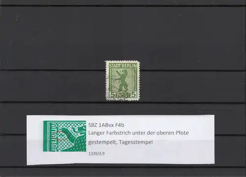 SBZ 1945 PLATTENFEHLER Nr 1ABvx F4b gestempelt (211281)