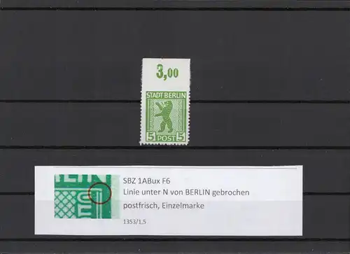 SBZ 1945 PLATTENFEHLER Nr 1ABux F6 postfrisch (211288)