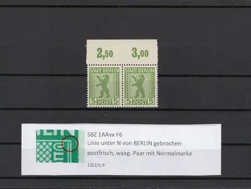 SBZ 1945 PLATTENFEHLER Nr 1ABvx F6 postfrisch (211291)