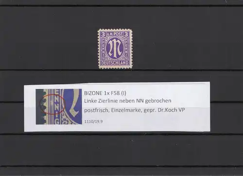 AM-POST 1945 PLATTENFEHLER Nr 1x I postfrisch (211294)