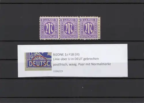 AM-POST 1945 PLATTENFEHLER Nr 1z III postfrisch (211296)