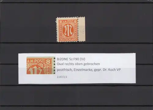 AM-POST 1945 PLATTENFEHLER Nr 5z IV postfrisch (211312)