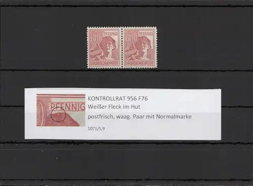 KONTROLLRAT 1947 PLATTENFEHLER Nr 956 F76 postfrisch (211396)