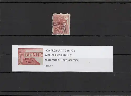 KONTROLLRAT 1947 PLATTENFEHLER Nr 956 F76 gestempelt (211397)