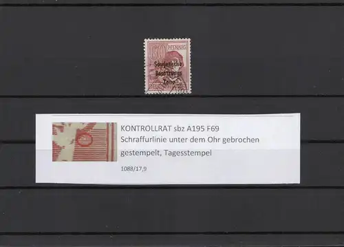 SBZ 1948 PLATTENFEHLER Nr A195 F69 gestempelt (211412)