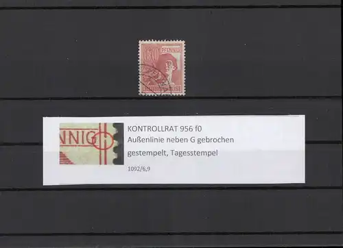 KONTROLLRAT 1947 PLATTENFEHLER Nr 956 gestempelt (211416)