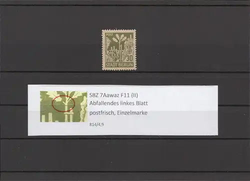 SBZ 1945 PLATTENFEHLER Nr 7Aawaz II postfrisch (211615)