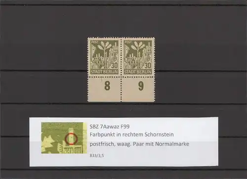SBZ 1945 PLATTENFEHLER Nr 7Aawaz F99 postfrisch (211623)