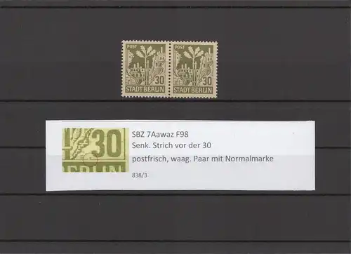 SBZ 1945 PLATTENFEHLER Nr 7Aawaz F98 postfrisch (211625)