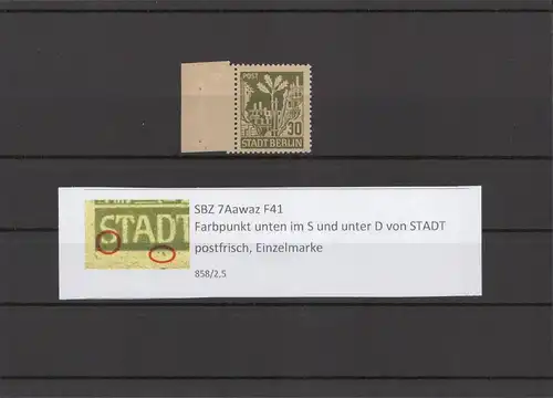 SBZ 1945 PLATTENFEHLER Nr 7Aawaz F41 postfrisch (211635)