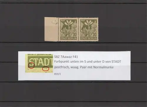 SBZ 1945 PLATTENFEHLER Nr 7Aawaz F41 postfrisch (211636)