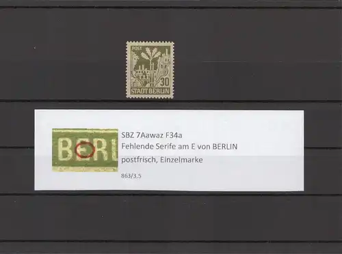 SBZ 1945 PLATTENFEHLER Nr 7Aawaz F34a postfrisch (211638)