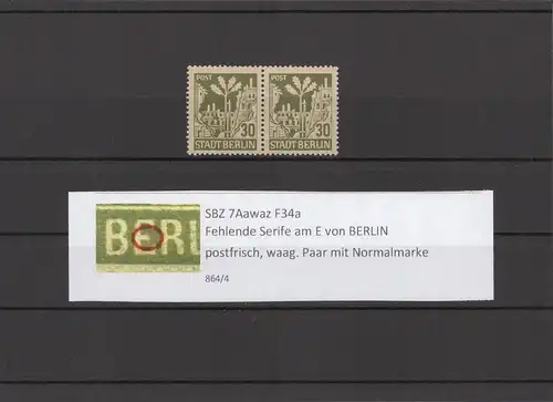 SBZ 1945 PLATTENFEHLER Nr 7Aawaz F34a postfrisch (211639)