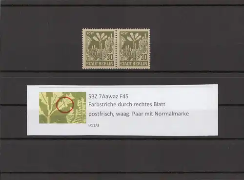 SBZ 1945 PLATTENFEHLER Nr 7Aawaz F45 postfrisch (211661)