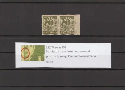 SBZ 1945 PLATTENFEHLER Nr 7Aawaz F59 postfrisch (211666)