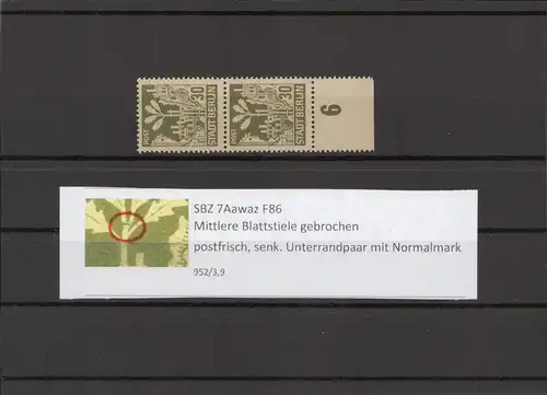 SBZ 1945 PLATTENFEHLER Nr 7Aawaz F86 postfrisch (211679)