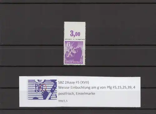 SBZ 1945 PLATTENFEHLER Nr 2Aauy XVII postfrisch (211700)