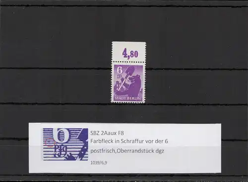 SBZ 1945 PLATTENFEHLER Nr 6Aaux F8 postfrisch (211709)