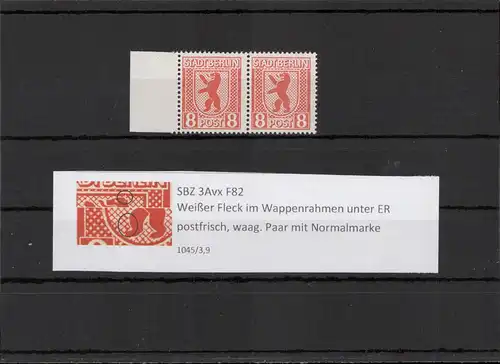 SBZ 1945 PLATTENFEHLER Nr 3Avx F82 postfrisch (211712)