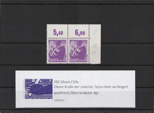 SBZ 1945 PLATTENFEHLER Nr 2Aaux F10a postfrisch (211720)