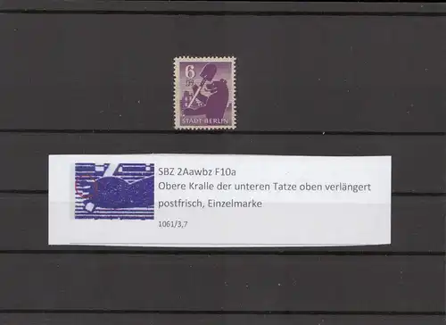 SBZ 1945 PLATTENFEHLER Nr 2Aawbz F10a postfrisch (211722)