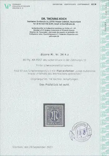 BIZONE 1945 34Az postfrisch (211732)