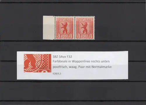 SBZ 1945 PLATTENFEHLER Nr 3Avx F32 postfrisch (211815)