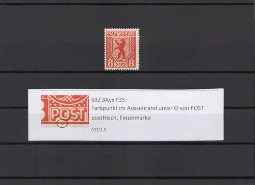 SBZ 1945 PLATTENFEHLER Nr 3Avx F35 postfrisch (211819)