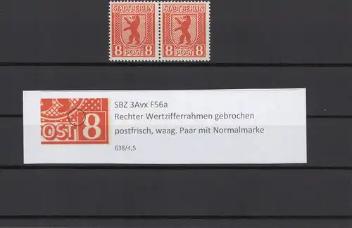 SBZ 1945 PLATTENFEHLER Nr 3Avx F56a postfrisch (211824)