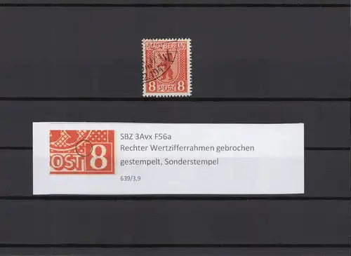 SBZ 1945 PLATTENFEHLER Nr 3Avx F56a gestempelt (211825)