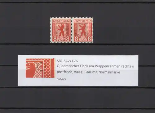 SBZ 1945 PLATTENFEHLER Nr 3Avx F76 postfrisch (211847)