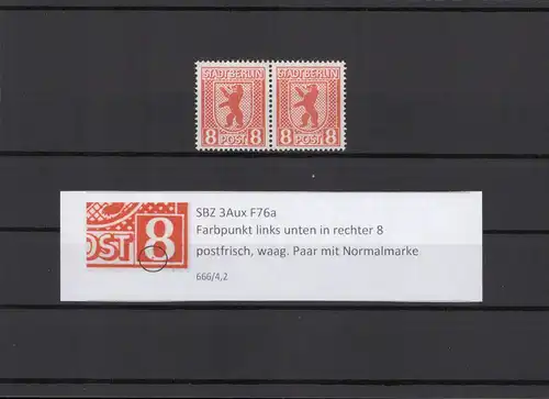 SBZ 1945 PLATTENFEHLER Nr 3Aux F76a postfrisch (211850)