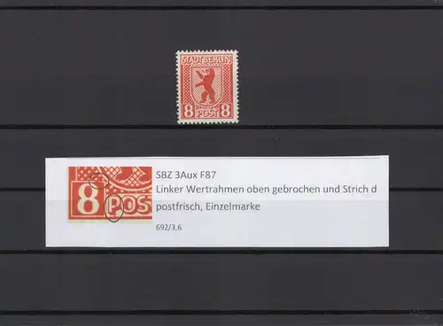 SBZ 1945 PLATTENFEHLER Nr 3Aux F87 postfrisch (211865)