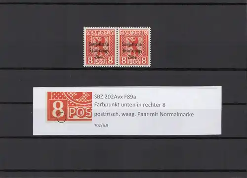 SBZ 1948 PLATTENFEHLER Nr 202Avx F89a postfrisch (211875)