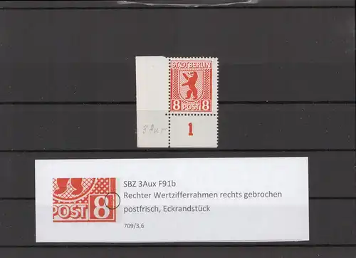 SBZ 1945 PLATTENFEHLER Nr 3Aux F91b postfrisch (211880)