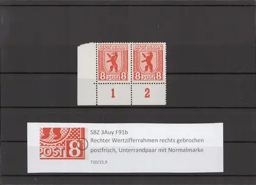 SBZ 1945 PLATTENFEHLER Nr 3Auy F91b postfrisch (211881)