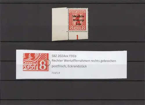 SBZ 1948 PLATTENFEHLER Nr 202Avx F91b postfrisch (211883)