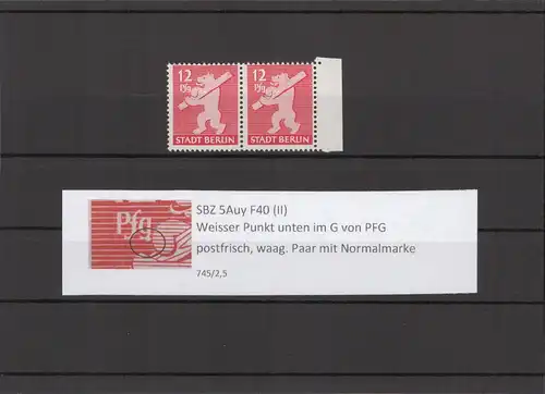 SBZ 1945 PLATTENFEHLER Nr 5Auy II postfrisch (211886)