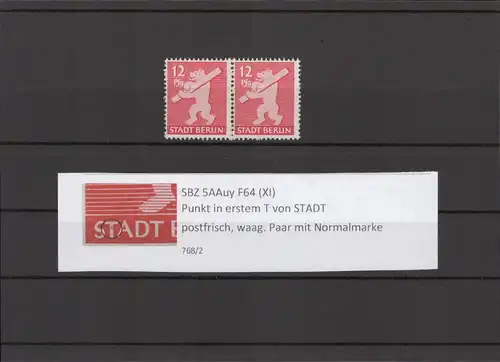 SBZ 1945 PLATTENFEHLER Nr 5AAuy XI postfrisch (211893)