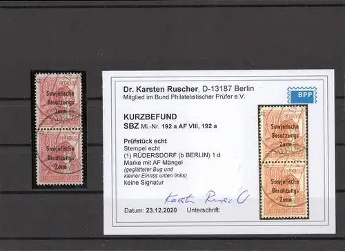 SBZ 1948 Nr 192 AF VIII gestempelt (212360)