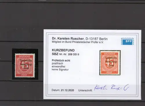 SBZ 1945 Nr 209 DDII postfrisch (212365)