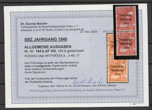 SBZ 1948 Nr 184b AF VIII gestempelt (212368)